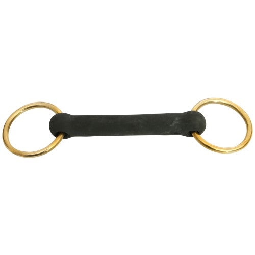 BIT SNAFFLE LR BRASS RUBBER MULLEN 4.5IN