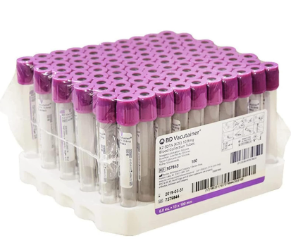 BLOOD TUBES PURPLE TOP 10ML (TRAY 100)