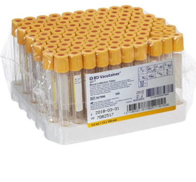 BLOOD TUBES GOLD TOP 8.5ML (TRAY 100)